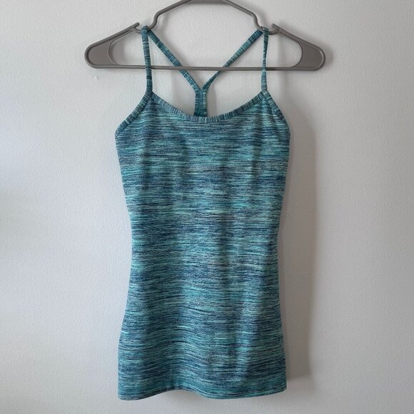 Lululemon Power Y Tank *Luon Space Dye Camo Alberta Lake Fresh Teal - Picture 1 of 5